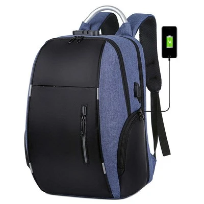 Backpack ríomhaire glúine uiscedhíonach Oxford (le USB)